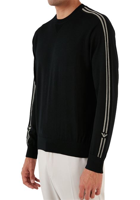 Maglione in lana vergine rasata con logo aquila jacquard EMPORIO ARMANI | Maglie | 6R1MXG 1MNGZF093